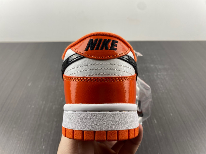 nike dunk low white orange patent black dj9955-800