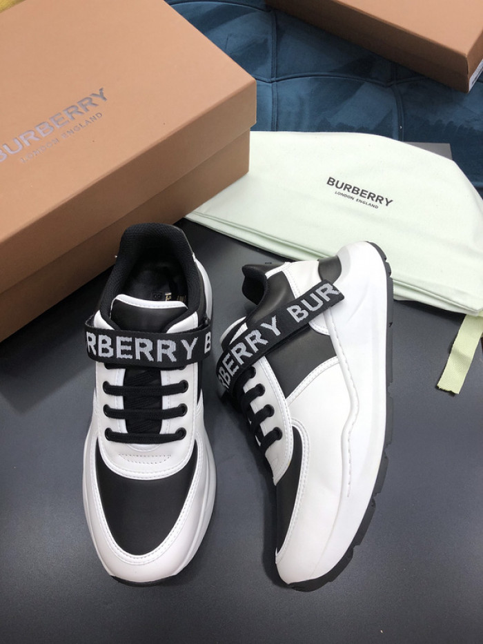 B**rry vintage check, leather and mesh sneakers