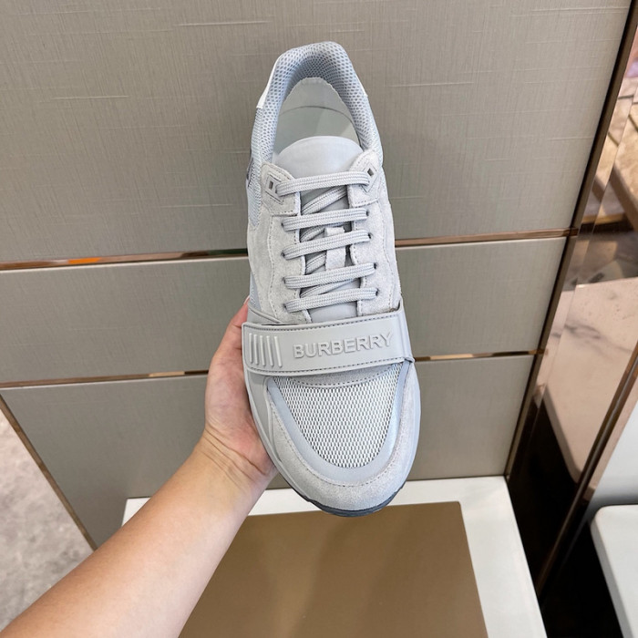 B**rry vintage check, leather and mesh sneakers