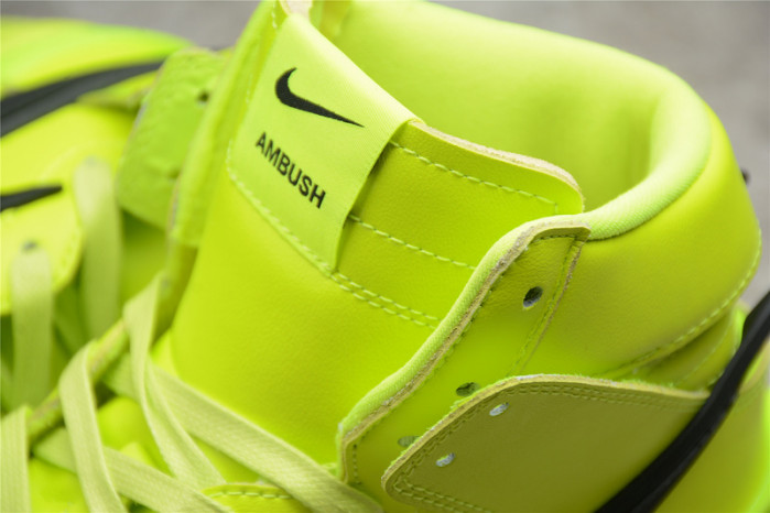 ambush x nike dunk high flash lime cu7544-300