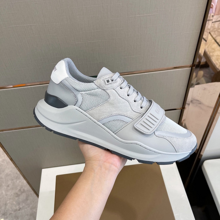 B**rry vintage check, leather and mesh sneakers