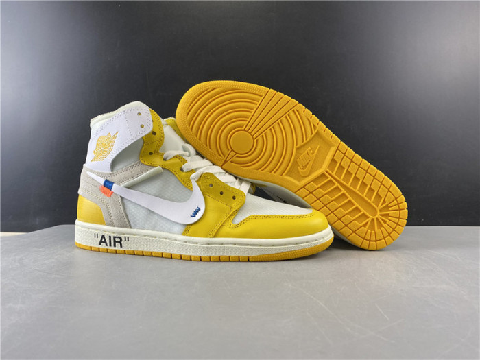 off white x air jordan 1 retro high og "canary yellow" aq0818-149